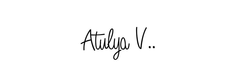 How to make Atulya V.. name signature. Use Angelique-Rose-font-FFP style for creating short signs online. This is the latest handwritten sign. Atulya V.. signature style 5 images and pictures png