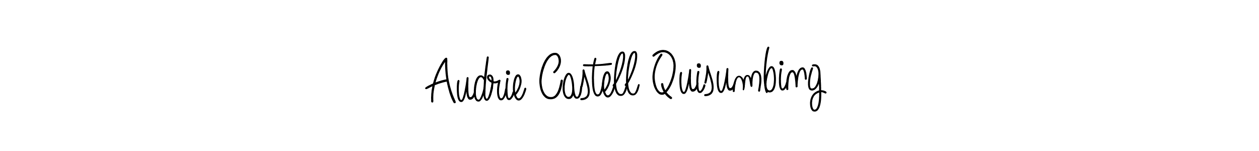 Create a beautiful signature design for name Audrie Castell Quisumbing. With this signature (Angelique-Rose-font-FFP) fonts, you can make a handwritten signature for free. Audrie Castell Quisumbing signature style 5 images and pictures png