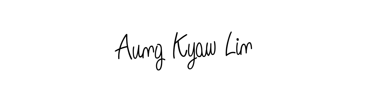 The best way (Angelique-Rose-font-FFP) to make a short signature is to pick only two or three words in your name. The name Aung Kyaw Lin include a total of six letters. For converting this name. Aung Kyaw Lin signature style 5 images and pictures png