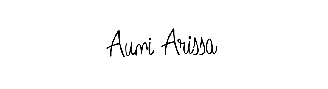 Use a signature maker to create a handwritten signature online. With this signature software, you can design (Angelique-Rose-font-FFP) your own signature for name Auni Arissa. Auni Arissa signature style 5 images and pictures png