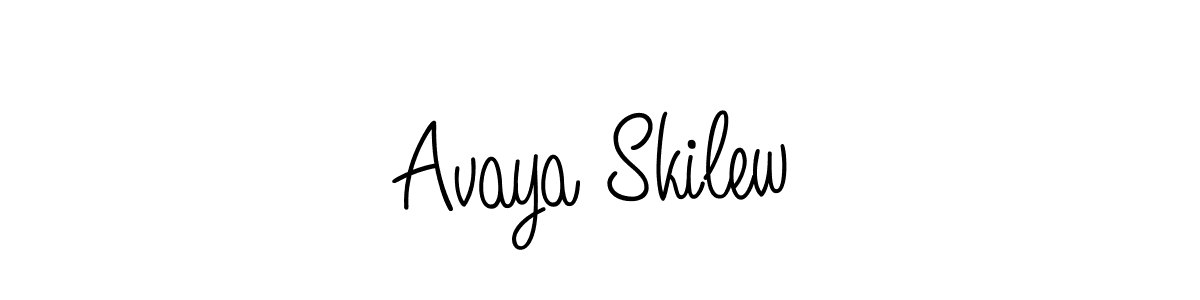 Use a signature maker to create a handwritten signature online. With this signature software, you can design (Angelique-Rose-font-FFP) your own signature for name Avaya Skilew. Avaya Skilew signature style 5 images and pictures png