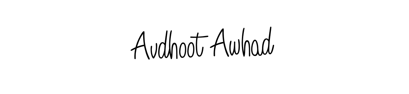 Use a signature maker to create a handwritten signature online. With this signature software, you can design (Angelique-Rose-font-FFP) your own signature for name Avdhoot Awhad. Avdhoot Awhad signature style 5 images and pictures png