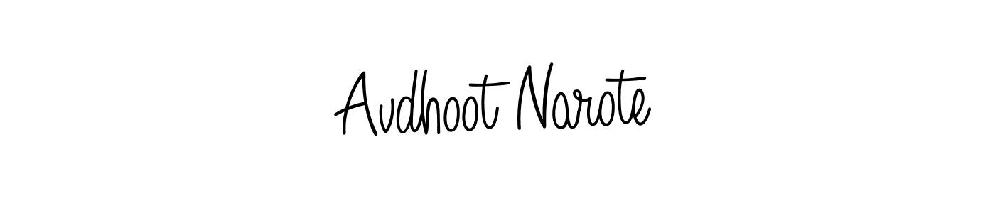 Use a signature maker to create a handwritten signature online. With this signature software, you can design (Angelique-Rose-font-FFP) your own signature for name Avdhoot Narote. Avdhoot Narote signature style 5 images and pictures png