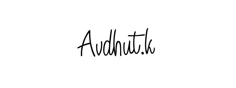 Create a beautiful signature design for name Avdhut.k. With this signature (Angelique-Rose-font-FFP) fonts, you can make a handwritten signature for free. Avdhut.k signature style 5 images and pictures png