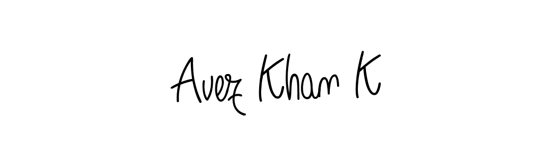 Use a signature maker to create a handwritten signature online. With this signature software, you can design (Angelique-Rose-font-FFP) your own signature for name Avez Khan K. Avez Khan K signature style 5 images and pictures png