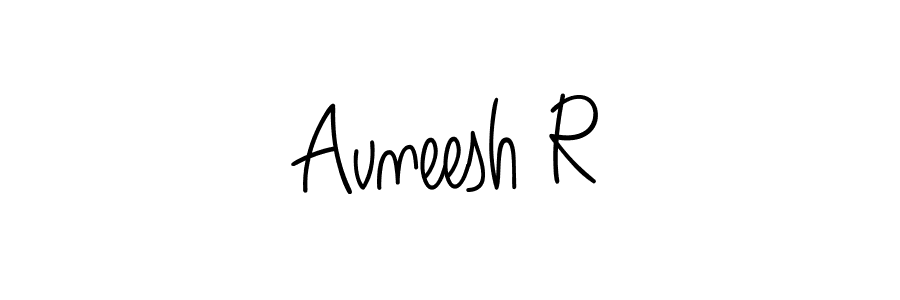 Use a signature maker to create a handwritten signature online. With this signature software, you can design (Angelique-Rose-font-FFP) your own signature for name Avneesh R. Avneesh R signature style 5 images and pictures png