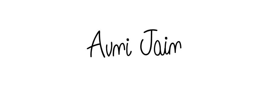 Use a signature maker to create a handwritten signature online. With this signature software, you can design (Angelique-Rose-font-FFP) your own signature for name Avni Jain. Avni Jain signature style 5 images and pictures png