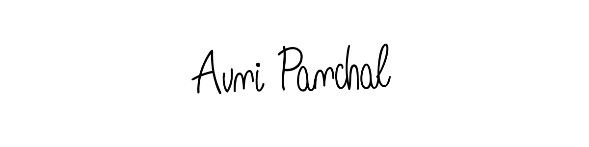 The best way (Angelique-Rose-font-FFP) to make a short signature is to pick only two or three words in your name. The name Avni Panchal include a total of six letters. For converting this name. Avni Panchal signature style 5 images and pictures png