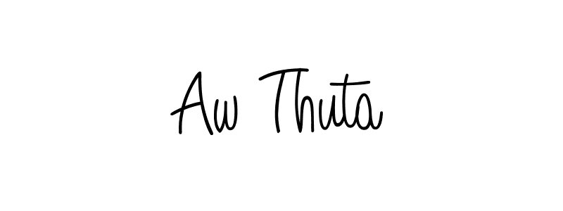 How to make Aw Thuta name signature. Use Angelique-Rose-font-FFP style for creating short signs online. This is the latest handwritten sign. Aw Thuta signature style 5 images and pictures png