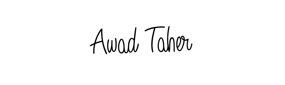 Use a signature maker to create a handwritten signature online. With this signature software, you can design (Angelique-Rose-font-FFP) your own signature for name Awad Taher. Awad Taher signature style 5 images and pictures png