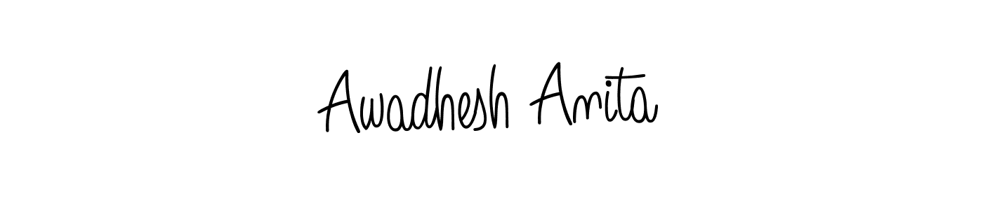 Create a beautiful signature design for name Awadhesh Anita. With this signature (Angelique-Rose-font-FFP) fonts, you can make a handwritten signature for free. Awadhesh Anita signature style 5 images and pictures png