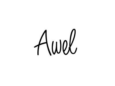 Make a beautiful signature design for name Awel. With this signature (Angelique-Rose-font-FFP) style, you can create a handwritten signature for free. Awel signature style 5 images and pictures png