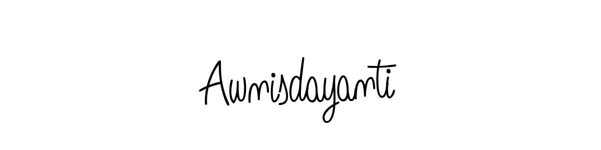 Make a beautiful signature design for name Awnisdayanti. With this signature (Angelique-Rose-font-FFP) style, you can create a handwritten signature for free. Awnisdayanti signature style 5 images and pictures png