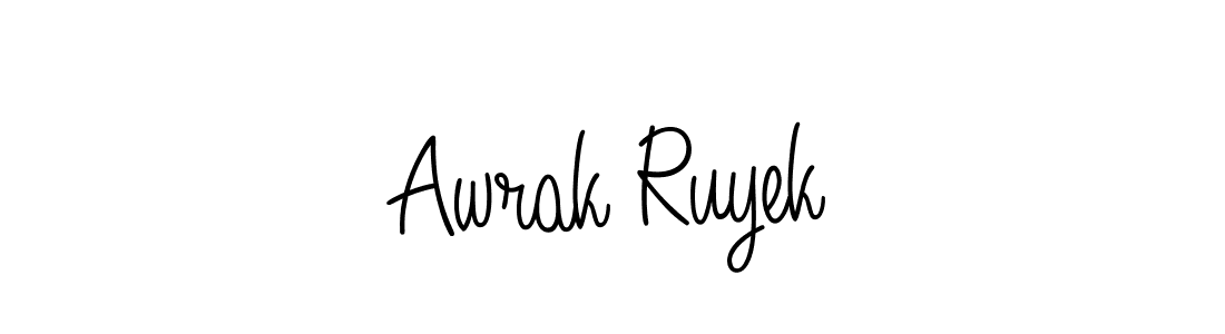 You should practise on your own different ways (Angelique-Rose-font-FFP) to write your name (Awrak Ruyek) in signature. don't let someone else do it for you. Awrak Ruyek signature style 5 images and pictures png
