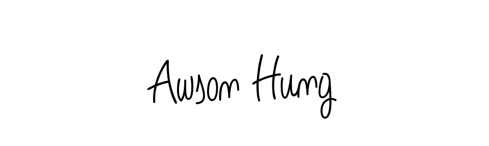 Make a beautiful signature design for name Awson Hung. With this signature (Angelique-Rose-font-FFP) style, you can create a handwritten signature for free. Awson Hung signature style 5 images and pictures png