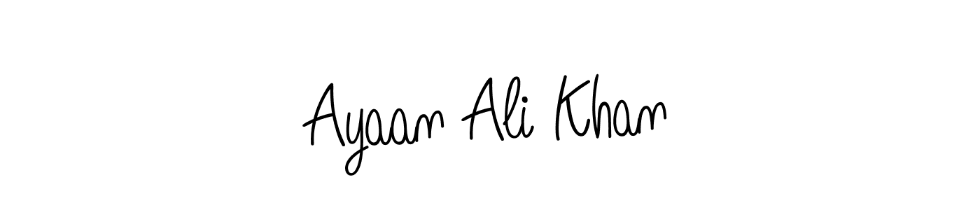 You should practise on your own different ways (Angelique-Rose-font-FFP) to write your name (Ayaan Ali Khan) in signature. don't let someone else do it for you. Ayaan Ali Khan signature style 5 images and pictures png