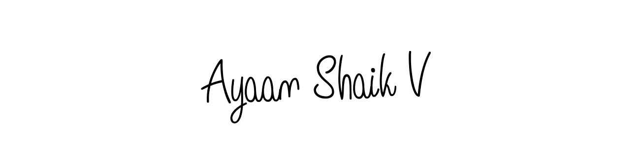 You should practise on your own different ways (Angelique-Rose-font-FFP) to write your name (Ayaan Shaik V) in signature. don't let someone else do it for you. Ayaan Shaik V signature style 5 images and pictures png