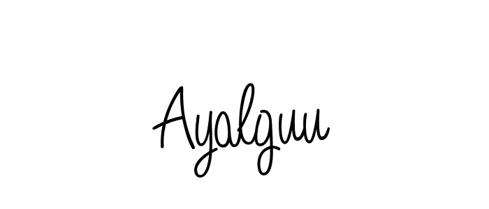 Make a beautiful signature design for name Ayalguu. With this signature (Angelique-Rose-font-FFP) style, you can create a handwritten signature for free. Ayalguu signature style 5 images and pictures png