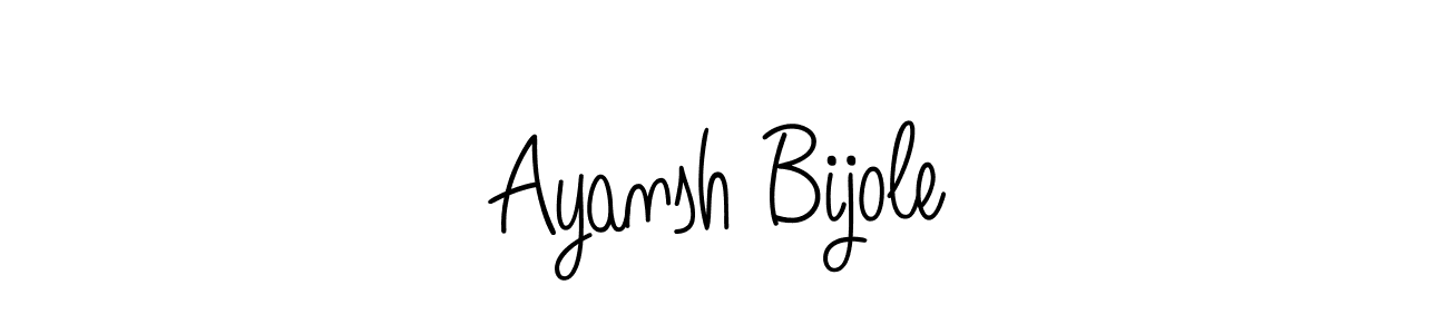 You should practise on your own different ways (Angelique-Rose-font-FFP) to write your name (Ayansh Bijole) in signature. don't let someone else do it for you. Ayansh Bijole signature style 5 images and pictures png