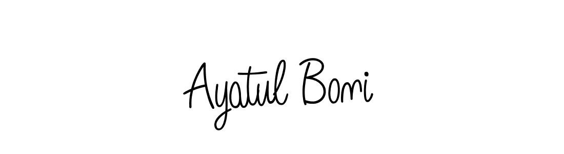Design your own signature with our free online signature maker. With this signature software, you can create a handwritten (Angelique-Rose-font-FFP) signature for name Ayatul Boni. Ayatul Boni signature style 5 images and pictures png