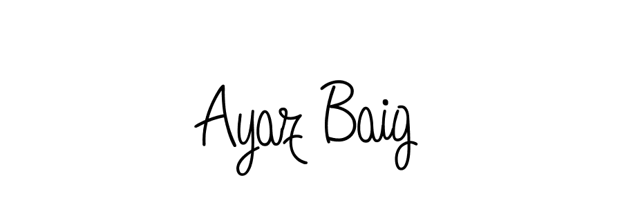 You should practise on your own different ways (Angelique-Rose-font-FFP) to write your name (Ayaz Baig) in signature. don't let someone else do it for you. Ayaz Baig signature style 5 images and pictures png