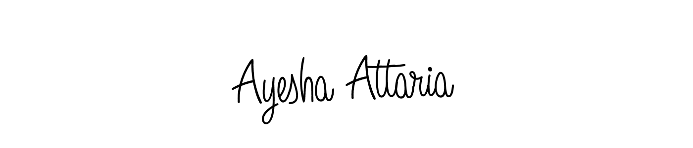 You should practise on your own different ways (Angelique-Rose-font-FFP) to write your name (Ayesha Attaria) in signature. don't let someone else do it for you. Ayesha Attaria signature style 5 images and pictures png