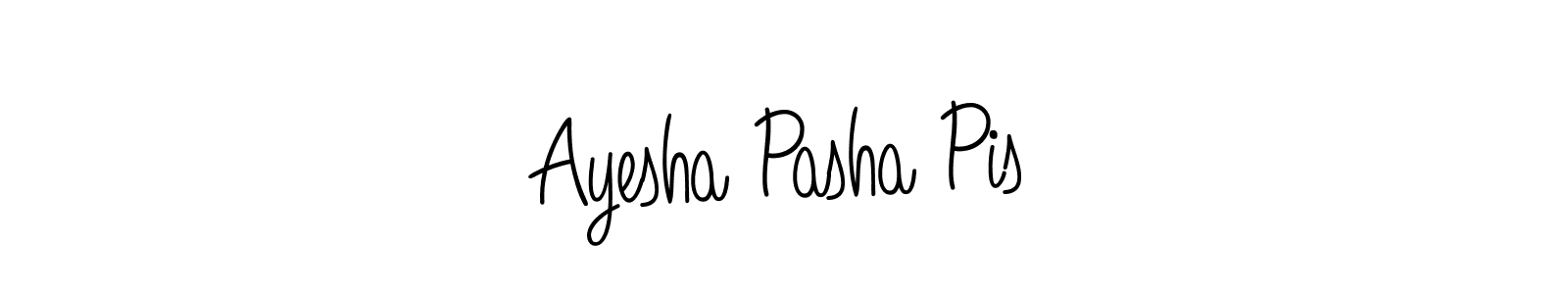 Make a beautiful signature design for name Ayesha Pasha Pis. With this signature (Angelique-Rose-font-FFP) style, you can create a handwritten signature for free. Ayesha Pasha Pis signature style 5 images and pictures png