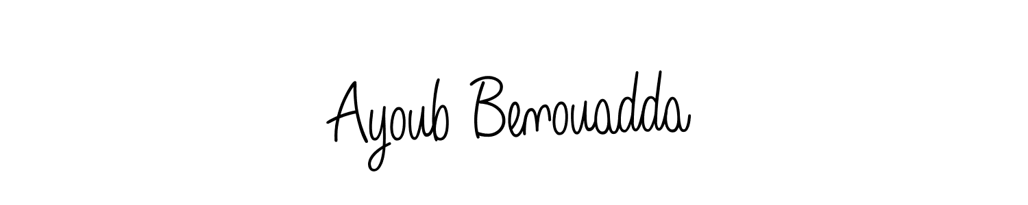 The best way (Angelique-Rose-font-FFP) to make a short signature is to pick only two or three words in your name. The name Ayoub Benouadda include a total of six letters. For converting this name. Ayoub Benouadda signature style 5 images and pictures png