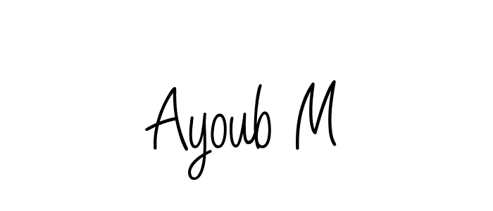 Make a beautiful signature design for name Ayoub M. With this signature (Angelique-Rose-font-FFP) style, you can create a handwritten signature for free. Ayoub M signature style 5 images and pictures png