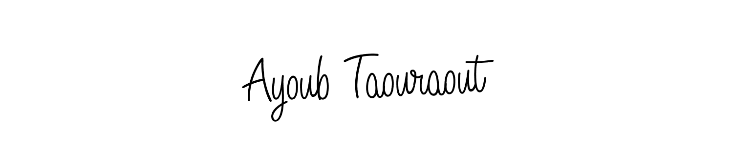 The best way (Angelique-Rose-font-FFP) to make a short signature is to pick only two or three words in your name. The name Ayoub Taouraout include a total of six letters. For converting this name. Ayoub Taouraout signature style 5 images and pictures png
