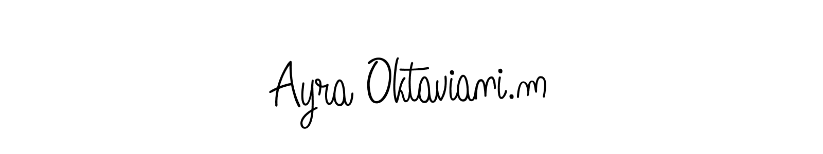 The best way (Angelique-Rose-font-FFP) to make a short signature is to pick only two or three words in your name. The name Ayra Oktaviani.m include a total of six letters. For converting this name. Ayra Oktaviani.m signature style 5 images and pictures png