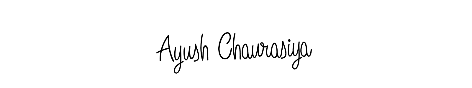 You should practise on your own different ways (Angelique-Rose-font-FFP) to write your name (Ayush Chaurasiya) in signature. don't let someone else do it for you. Ayush Chaurasiya signature style 5 images and pictures png
