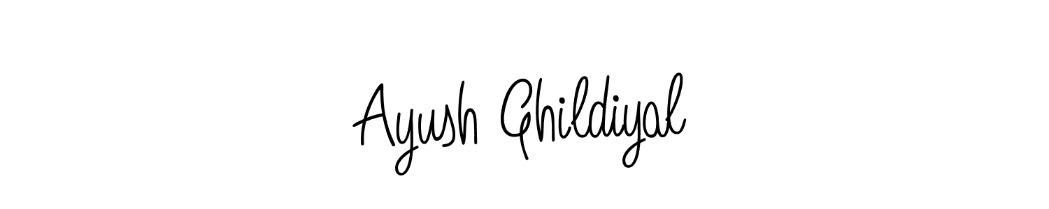 Also we have Ayush Ghildiyal name is the best signature style. Create professional handwritten signature collection using Angelique-Rose-font-FFP autograph style. Ayush Ghildiyal signature style 5 images and pictures png