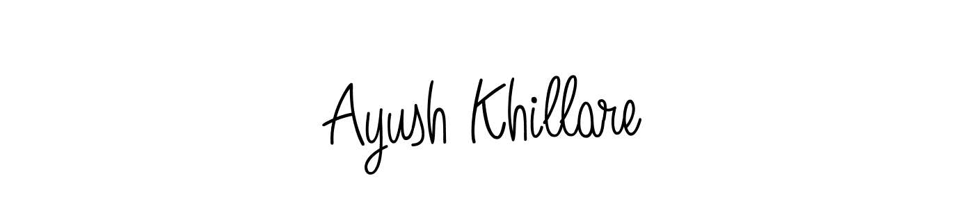 You should practise on your own different ways (Angelique-Rose-font-FFP) to write your name (Ayush Khillare) in signature. don't let someone else do it for you. Ayush Khillare signature style 5 images and pictures png