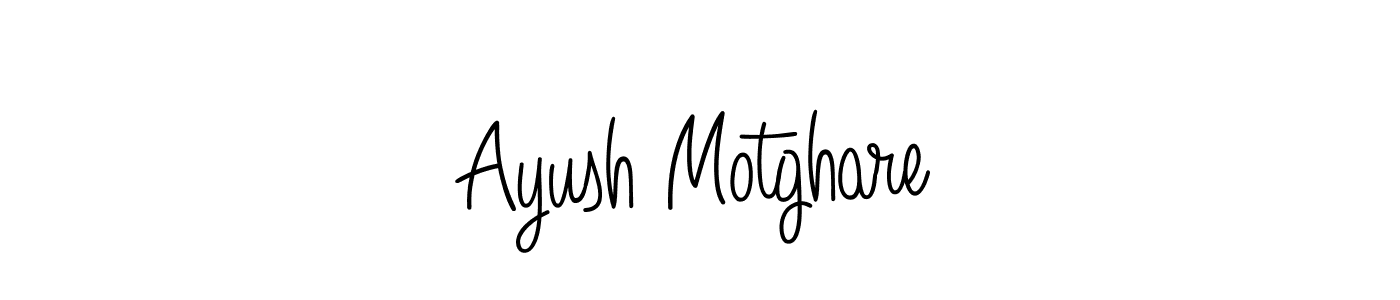 Use a signature maker to create a handwritten signature online. With this signature software, you can design (Angelique-Rose-font-FFP) your own signature for name Ayush Motghare. Ayush Motghare signature style 5 images and pictures png