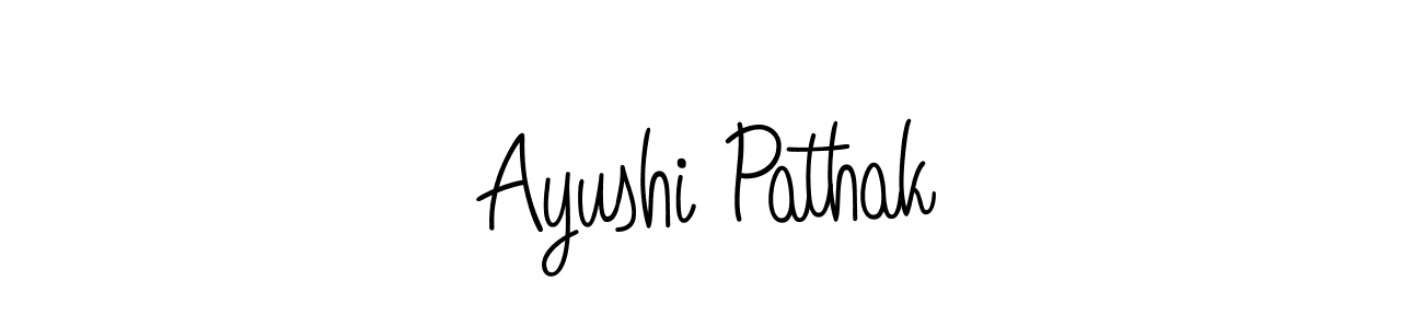 The best way (Angelique-Rose-font-FFP) to make a short signature is to pick only two or three words in your name. The name Ayushi Pathak include a total of six letters. For converting this name. Ayushi Pathak signature style 5 images and pictures png