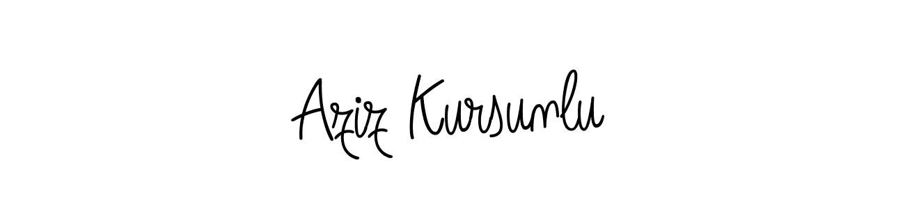 You should practise on your own different ways (Angelique-Rose-font-FFP) to write your name (Aziz Kursunlu) in signature. don't let someone else do it for you. Aziz Kursunlu signature style 5 images and pictures png