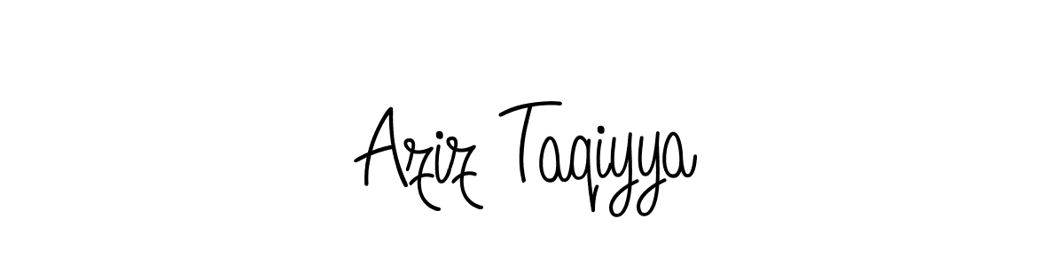 Use a signature maker to create a handwritten signature online. With this signature software, you can design (Angelique-Rose-font-FFP) your own signature for name Aziz Taqiyya. Aziz Taqiyya signature style 5 images and pictures png