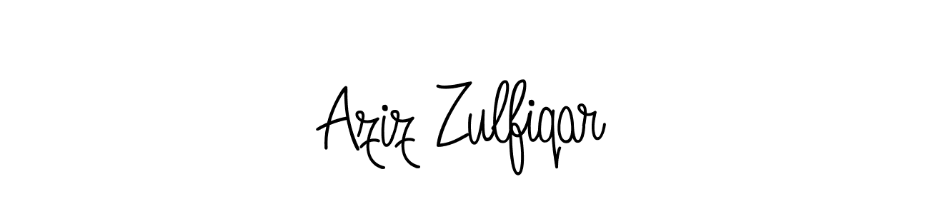You should practise on your own different ways (Angelique-Rose-font-FFP) to write your name (Aziz Zulfiqar) in signature. don't let someone else do it for you. Aziz Zulfiqar signature style 5 images and pictures png