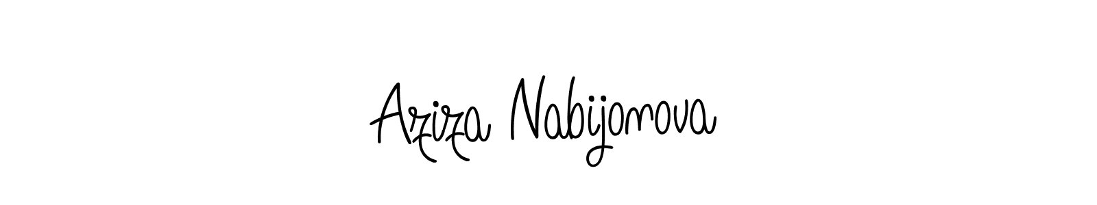 You should practise on your own different ways (Angelique-Rose-font-FFP) to write your name (Aziza Nabijonova) in signature. don't let someone else do it for you. Aziza Nabijonova signature style 5 images and pictures png