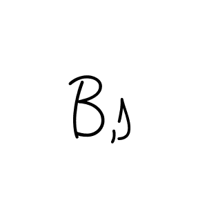 Make a beautiful signature design for name B,s. With this signature (Angelique-Rose-font-FFP) style, you can create a handwritten signature for free. B,s signature style 5 images and pictures png