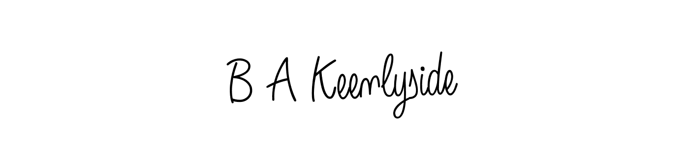 How to make B A Keenlyside name signature. Use Angelique-Rose-font-FFP style for creating short signs online. This is the latest handwritten sign. B A Keenlyside signature style 5 images and pictures png