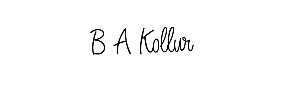 if you are searching for the best signature style for your name B A Kollur. so please give up your signature search. here we have designed multiple signature styles  using Angelique-Rose-font-FFP. B A Kollur signature style 5 images and pictures png