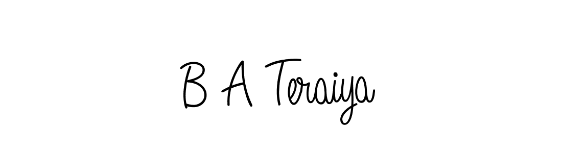 Make a beautiful signature design for name B A Teraiya. With this signature (Angelique-Rose-font-FFP) style, you can create a handwritten signature for free. B A Teraiya signature style 5 images and pictures png