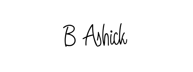 How to make B Ashick name signature. Use Angelique-Rose-font-FFP style for creating short signs online. This is the latest handwritten sign. B Ashick signature style 5 images and pictures png