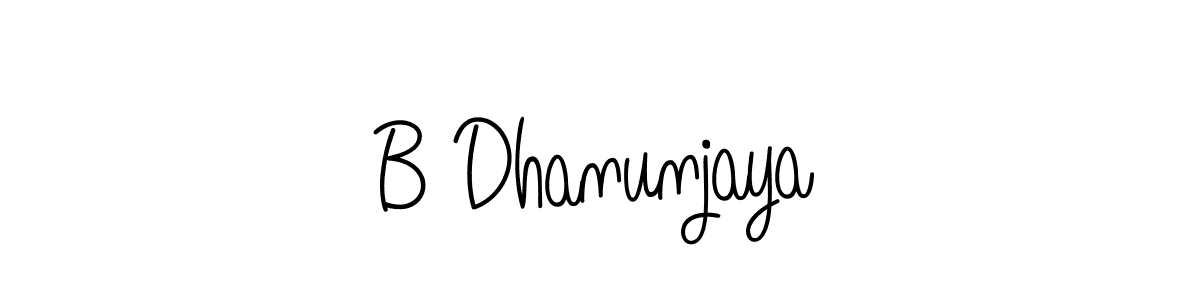 You should practise on your own different ways (Angelique-Rose-font-FFP) to write your name (B Dhanunjaya) in signature. don't let someone else do it for you. B Dhanunjaya signature style 5 images and pictures png