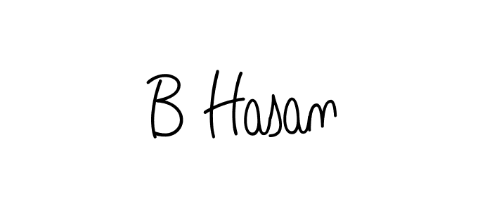 Make a beautiful signature design for name B Hasan. With this signature (Angelique-Rose-font-FFP) style, you can create a handwritten signature for free. B Hasan signature style 5 images and pictures png