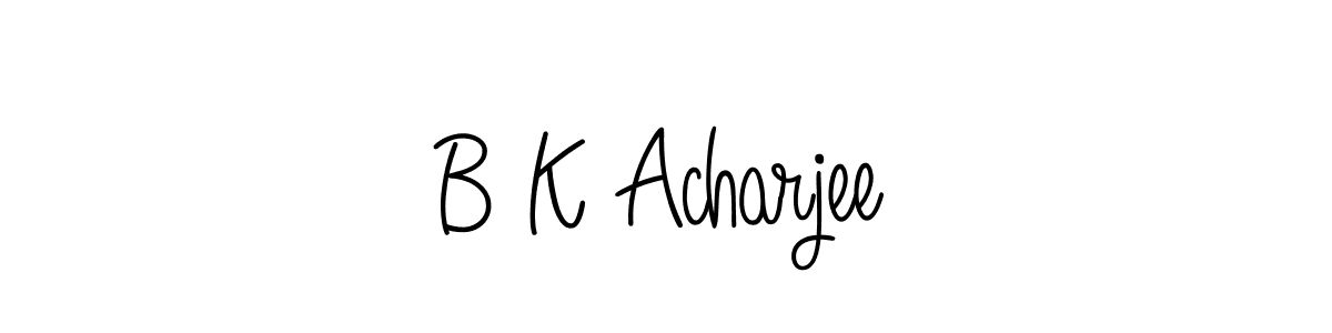 The best way (Angelique-Rose-font-FFP) to make a short signature is to pick only two or three words in your name. The name B K Acharjee include a total of six letters. For converting this name. B K Acharjee signature style 5 images and pictures png