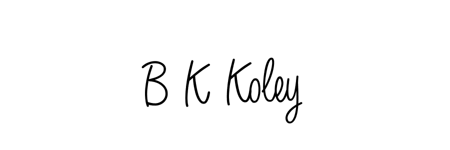 You should practise on your own different ways (Angelique-Rose-font-FFP) to write your name (B K Koley) in signature. don't let someone else do it for you. B K Koley signature style 5 images and pictures png