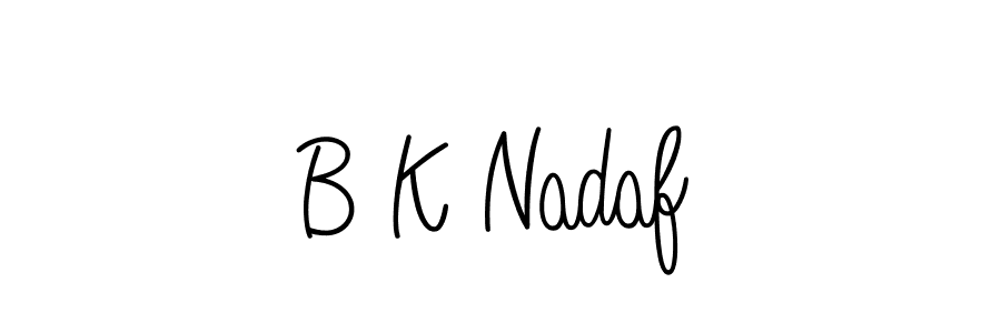 You should practise on your own different ways (Angelique-Rose-font-FFP) to write your name (B K Nadaf) in signature. don't let someone else do it for you. B K Nadaf signature style 5 images and pictures png